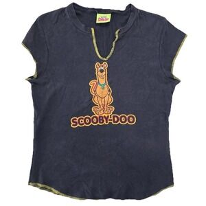 Vintage‎ Scooby Doo T Shirt Women's S Black Green Stitching Cartoon Network 2001